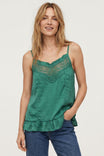 Sleeveless Crochet Panel Ruffle Top