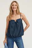 Ring Detail Textured Bubble Top