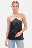 Wavy Vegan Leather Halter Top