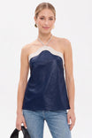 Wavy Vegan Leather Halter Top
