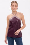 Wavy Vegan Leather Halter Top