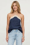 Wavy Linen Halter Top