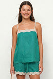 Scallop Trim Linen Tank Top
