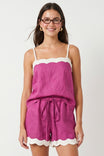 Scallop Trim Linen Tank Top