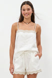 Scallop Trim Linen Tank Top