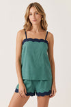 Scallop Trim Linen Tank Top