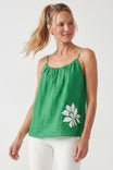 Rope Strap Embroidered Linen Cami