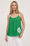 Rope Strap Embroidered Linen Cami