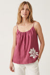 Rope Strap Embroidered Linen Cami
