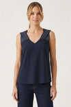 Stitch Detail V-neck Sleeveless Top