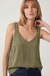 Stud Strap V-neck Tank Top