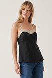 Contrast Trim Sweetheart Linen Cami