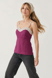 Contrast Trim Sweetheart Linen Cami