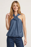 Rosette Bubble Hem Sleeveless Top
