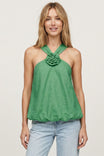 Rosette Bubble Hem Sleeveless Top