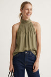 High Neck Stud Detail Sleeveless Top