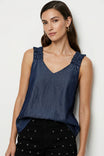 Ruffle Strap V-neck Tank