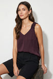 Ruffle Strap V-neck Tank