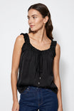 Ruffle Trim Tie Neck Tank