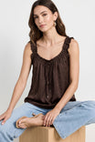 Ruffle Trim Tie Neck Tank