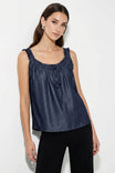 Ruffle Trim Tie Neck Tank
