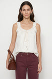 Ruffle Trim Tie Neck Tank