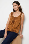 Ruffle Trim Tie Neck Tank