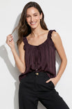 Ruffle Trim Tie Neck Tank