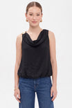 Cowl Neck Bubble Hem Sleeveless Top