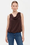 Cowl Neck Bubble Hem Sleeveless Top
