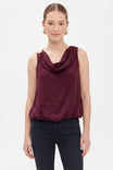 Cowl Neck Bubble Hem Sleeveless Top