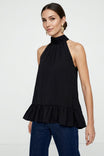 Mock Neck Hi-low Ruffle Hem Top