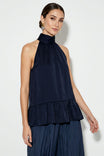Mock Neck Hi-low Ruffle Hem Top
