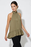 Mock Neck Hi-low Ruffle Hem Top