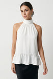 Mock Neck Hi-low Ruffle Hem Top