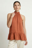 Mock Neck Hi-low Ruffle Hem Top