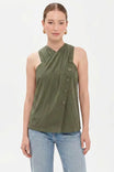 Asymmetrical Cross Front Sleeveless Top