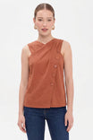 Asymmetrical Cross Front Sleeveless Top