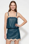 Scallop Trim Vegan Leather Bubble Top