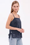 Soft Matte Side Tie Embroidered Top