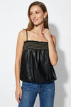 Smocking Vegan Leather Bubble Top