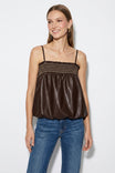 Smocking Vegan Leather Bubble Top