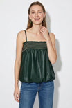 Smocking Vegan Leather Bubble Top
