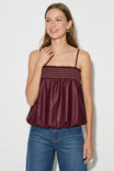 Smocking Vegan Leather Bubble Top