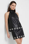 Grommet Hem Vegan Leather Top
