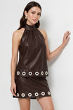 Grommet Hem Vegan Leather Top