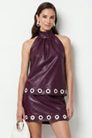 Grommet Hem Vegan Leather Top
