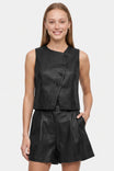 Asymmetrical Vegan Leather Cropped Vest