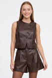Asymmetrical Vegan Leather Cropped Vest