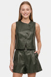 Asymmetrical Vegan Leather Cropped Vest